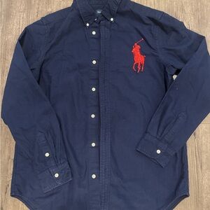 Ralph Lauren Navy Shirt with Red Logo